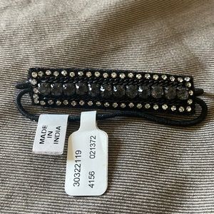 NWT Anthropologie Hair Tie Beaded Crystals Black